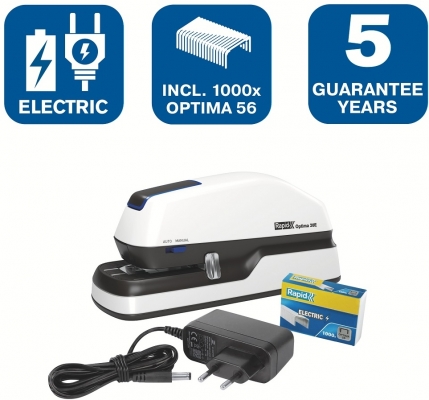 Capsator electric Optima, 20 coli, argintiu Rapid